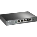 Front view of the TP-Link ER605 SafeStream Gigabit Multi-WAN VPN router on a white background.
