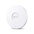 TP-Link EAP650 Omada AX3000 ceiling mount WiFi 6 access point in matte white with status LED.