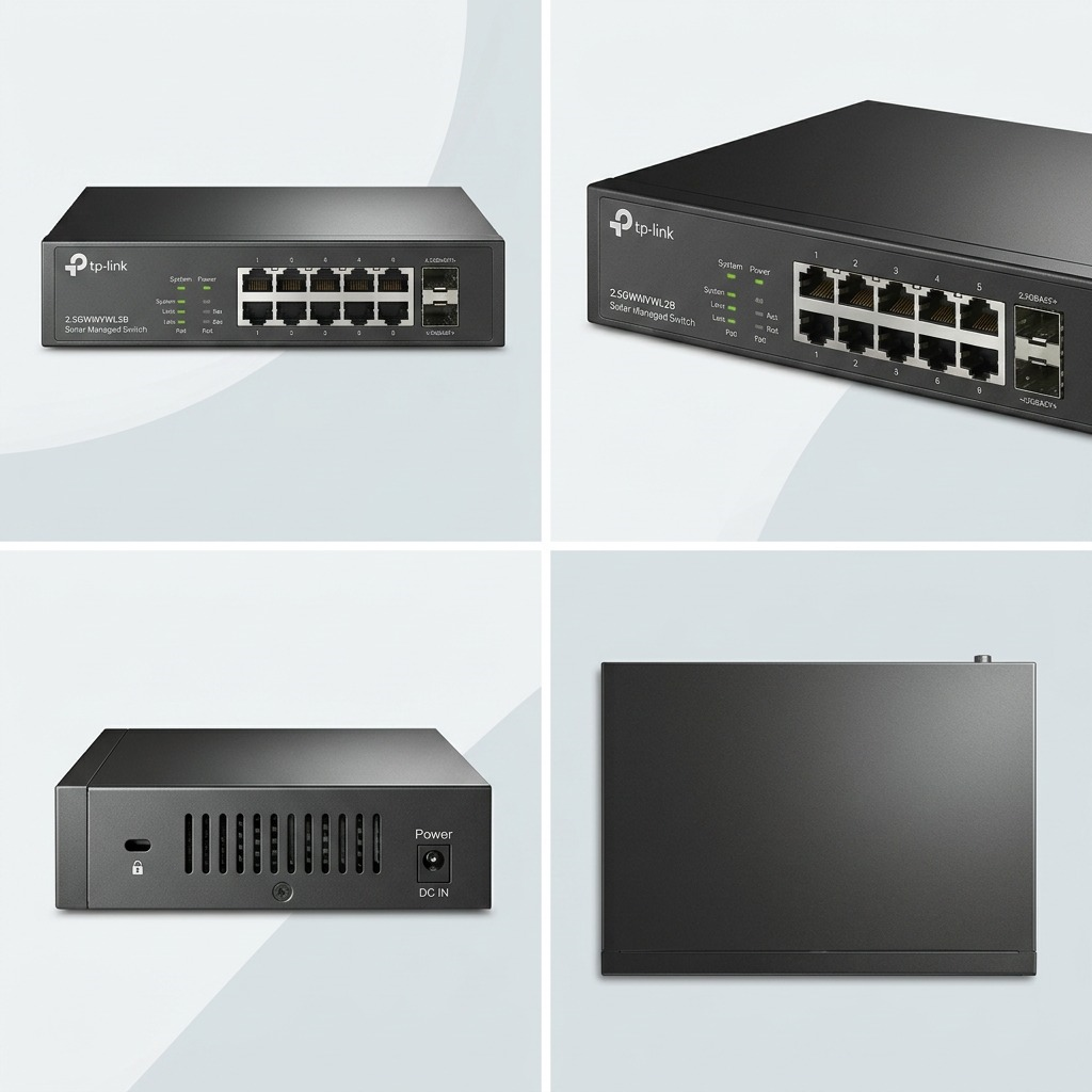 Matrix view of the SG2210XMP-M2 switch, showcasing top, front, side, and rear angles.
