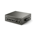 TP-Link Omada IES206GPP 6-port industrial gigabit switch with metal casing on a white background.