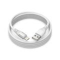 Coiled white TechBasic 3-foot Lightning to USB-A cable with molded connectors on a white background.